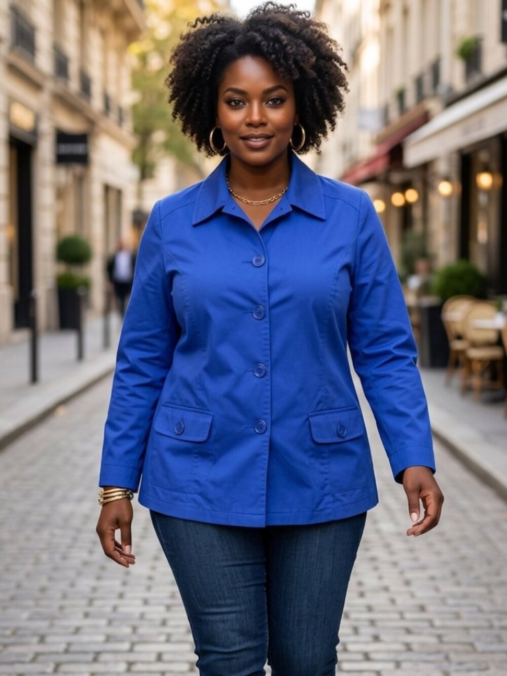 Chico’s Royal Blue Button Front Blazer - Picture 2 of 5